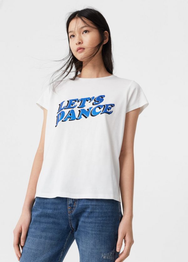 MANGO // “Let’s Dance” Graphic T-Shirt – White – Never Knowingly Concise
