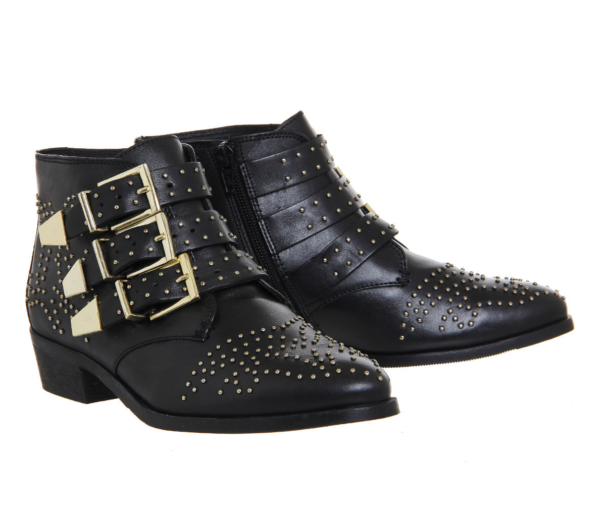 OFFICE // ‘Lucky Charm’ Studded Boots – Black & Gold – Never Knowingly ...