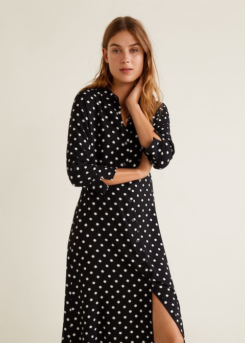 long polka dot shirt dress
