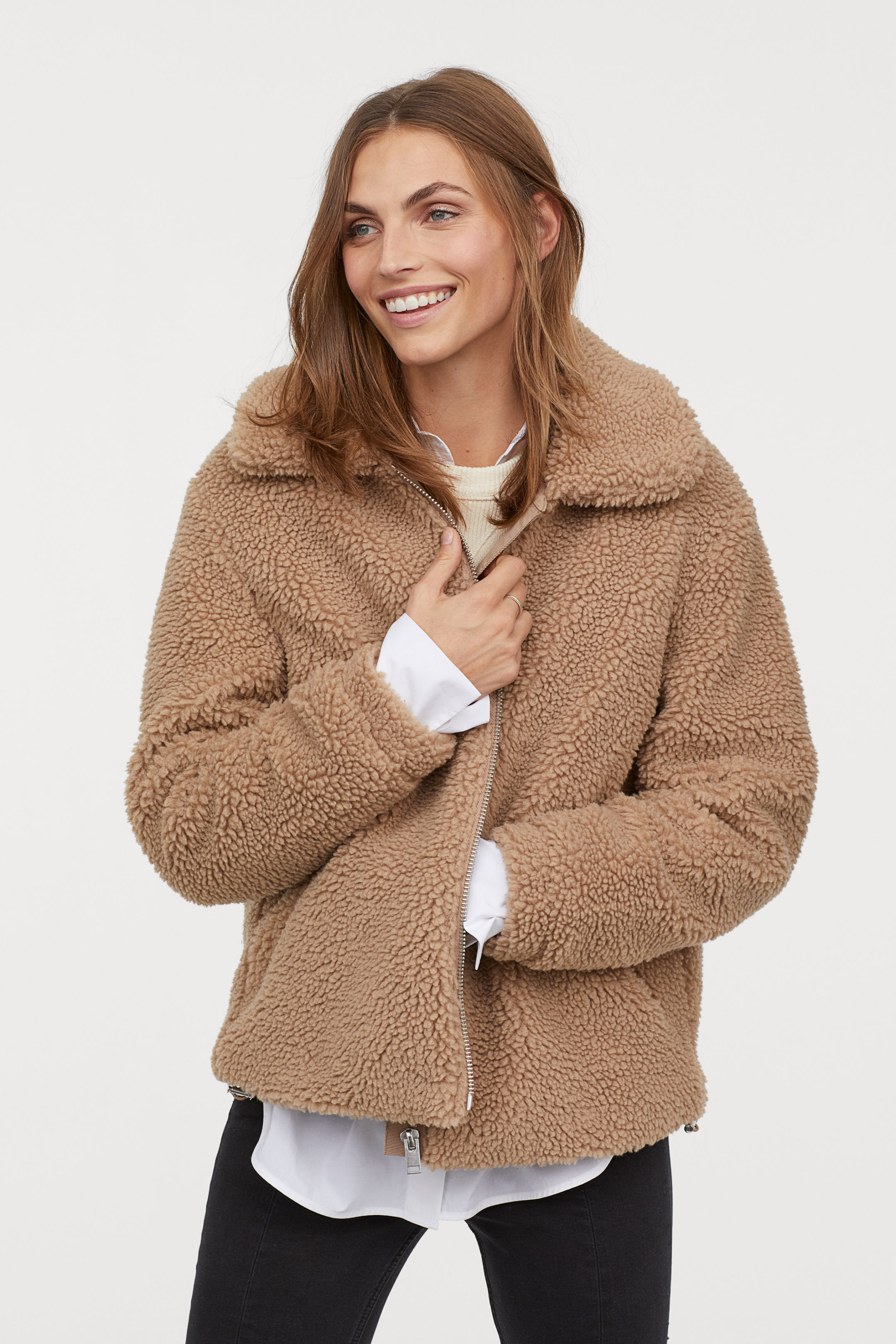 H&M // Short Pile Teddy Coat – With Zip – Never Knowingly Concise